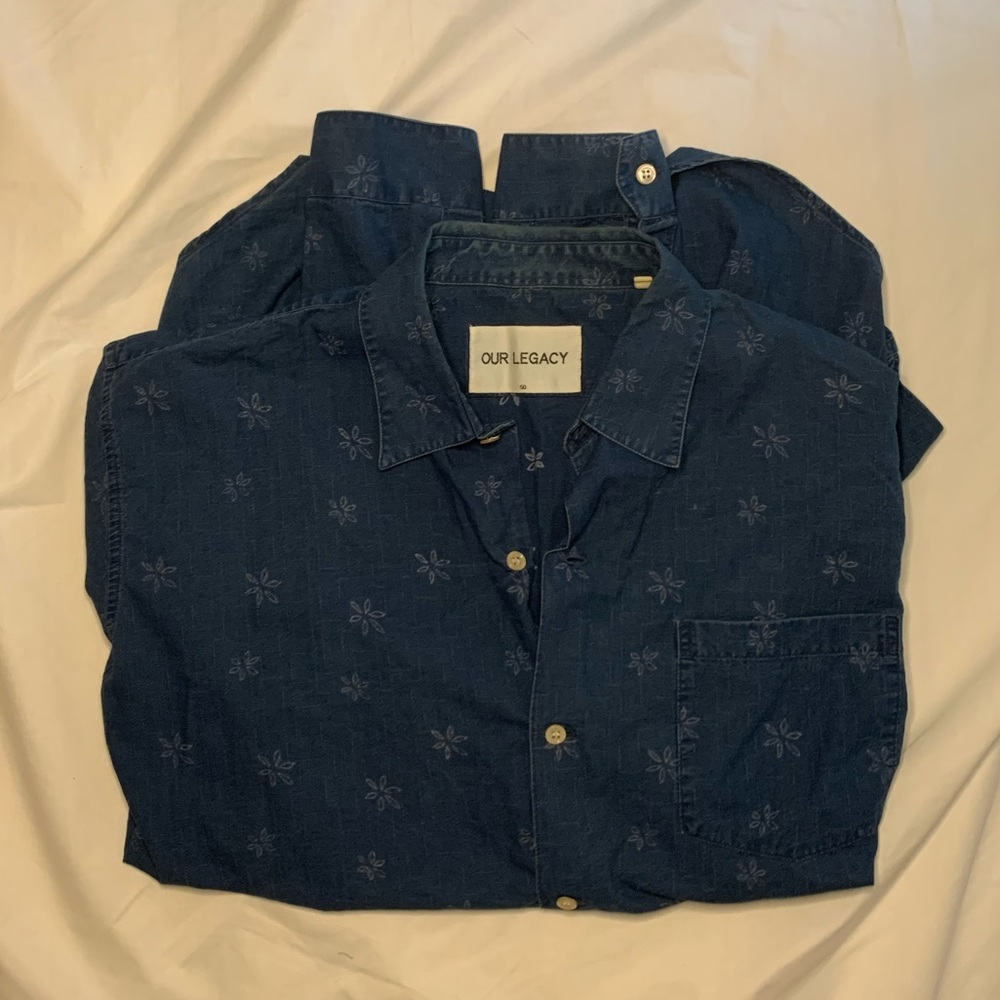 Our Legacy denim half button long sleeve shirt - Picture 2 of 6